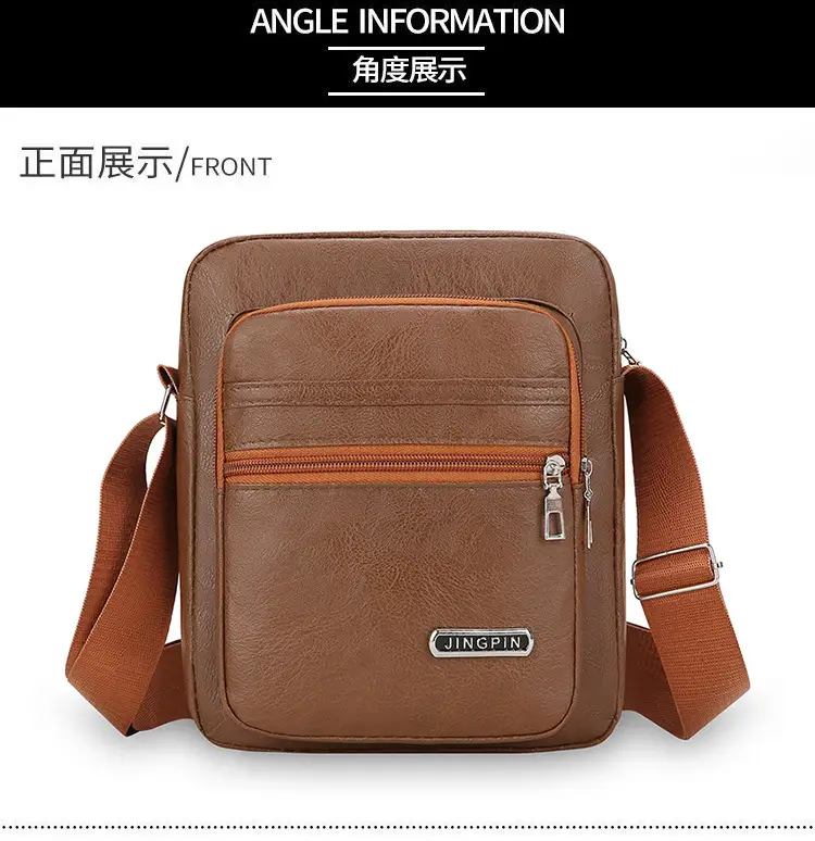 Men's Korean Style PU Leather Crossbody Bag Brown — feature 11