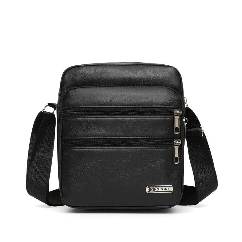 Men's Korean Style PU Leather Crossbody Bag Brown