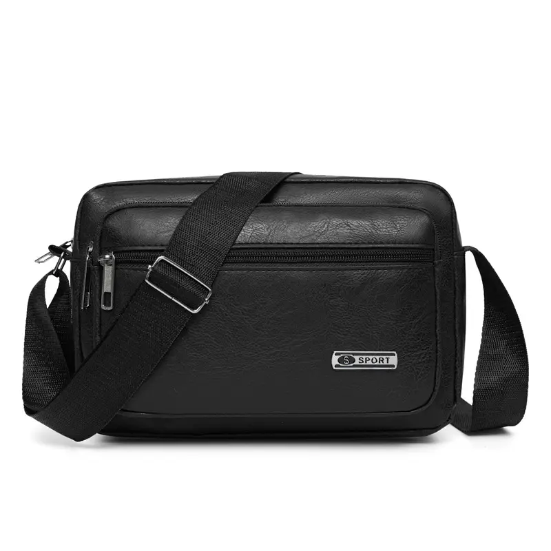 Men's Korean Style PU Leather Crossbody Bag Brown