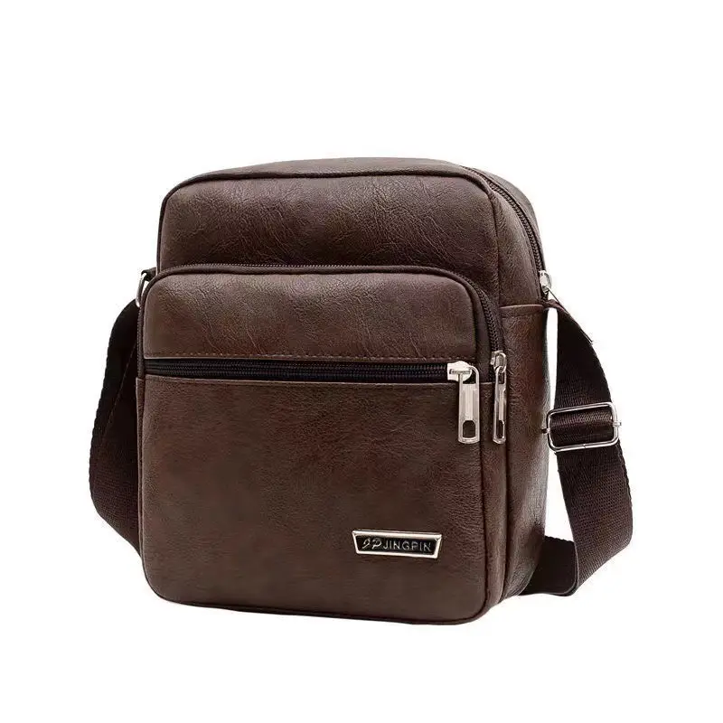 Men's Korean Style PU Leather Crossbody Bag Brown