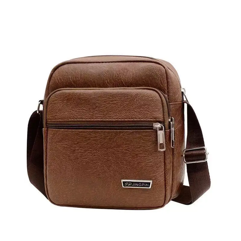 Men's Korean Style PU Leather Crossbody Bag Brown
