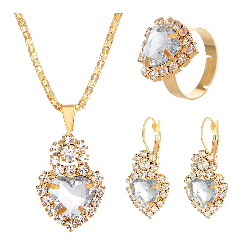 Heart Shaped 3-Piece Jewelry Set with Diamonds - Image 19