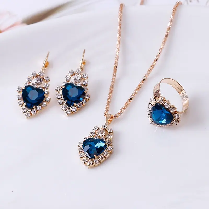 Heart Shaped 3-Piece Jewelry Set with Diamonds - Image 21