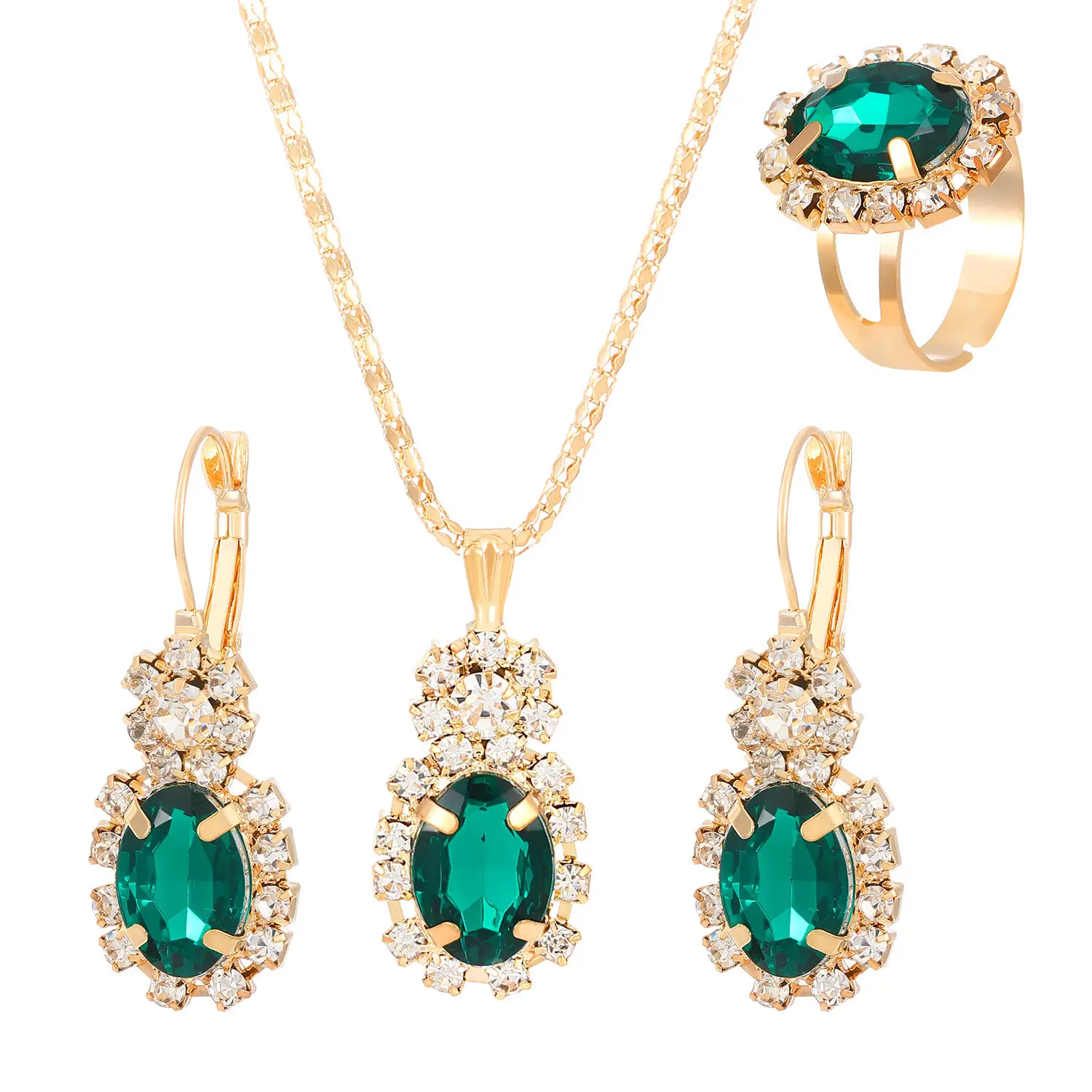 Heart Shaped 3-Piece Jewelry Set with Diamonds