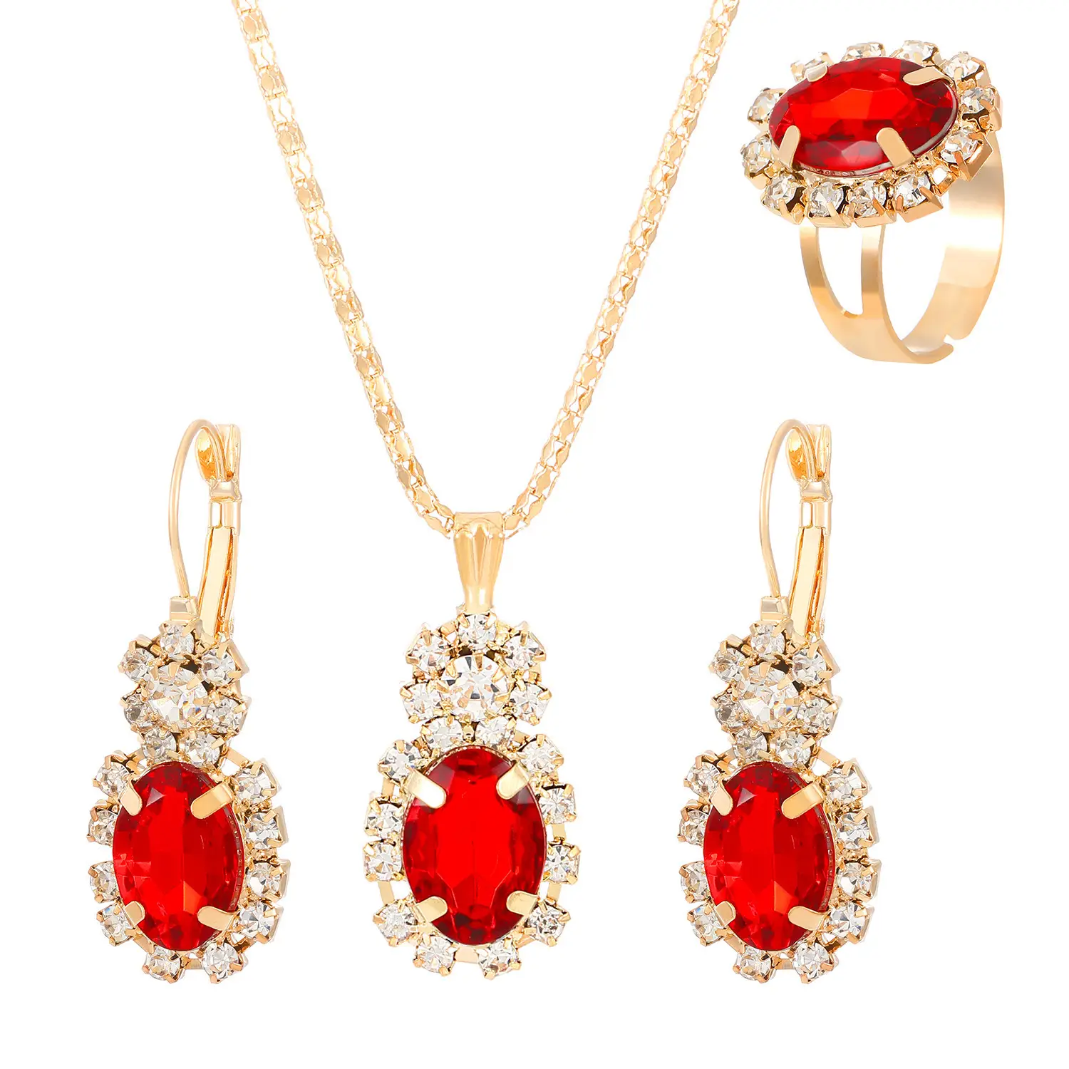 Heart Shaped 3-Piece Jewelry Set with Diamonds