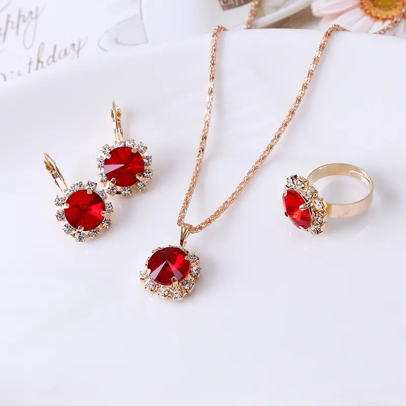 Heart Shaped 3-Piece Jewelry Set with Diamonds - Image 36