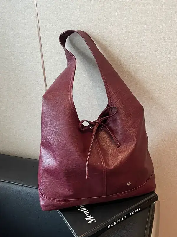 Large Capacity Women's Tote Bag Brown Leather 2024
