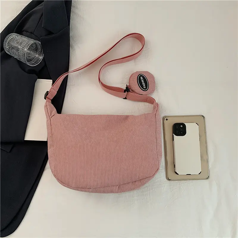 Pink Knitted Shoulder Bag Large Capacity Korean Style - Image 10