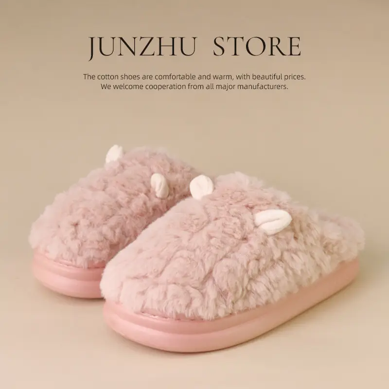 New Cartoon Cotton Slippers for Women Autumn and Winter Wholesale Home Baotou Couple Home Warm Non-slip Plush Cotton Slippers for Men
