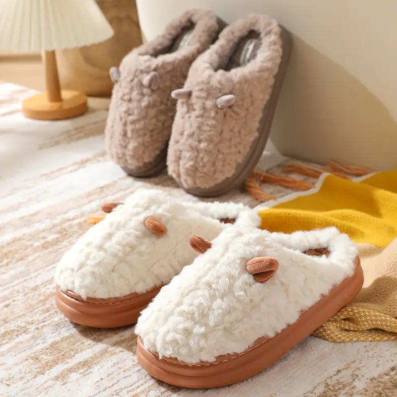 New Cartoon Cotton Slippers for Women Autumn and Winter Wholesale Home Baotou Couple Home Warm Non-slip Plush Cotton Slippers for Men