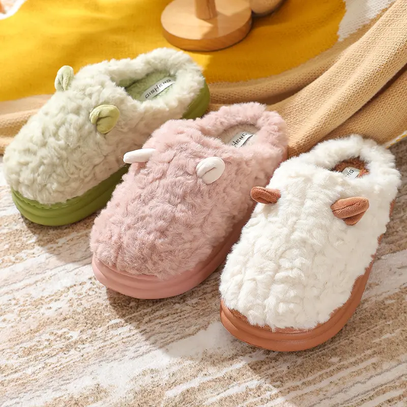 New Cartoon Cotton Slippers for Women Autumn and Winter Wholesale Home Baotou Couple Home Warm Non-slip Plush Cotton Slippers for Men