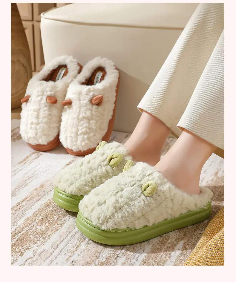 New Cartoon Cotton Slippers for Women Autumn and Winter Wholesale Home Baotou Couple Home Warm Non-slip Plush Cotton Slippers for Men — feature 12