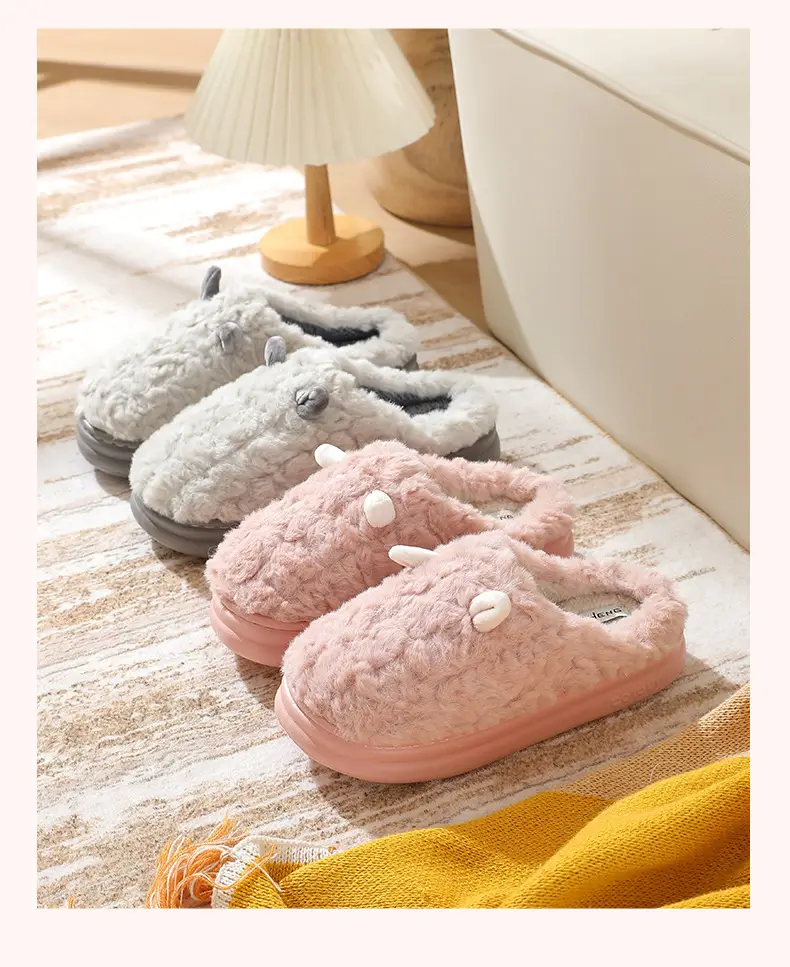 New Cartoon Cotton Slippers for Women Autumn and Winter Wholesale Home Baotou Couple Home Warm Non-slip Plush Cotton Slippers for Men — feature 13