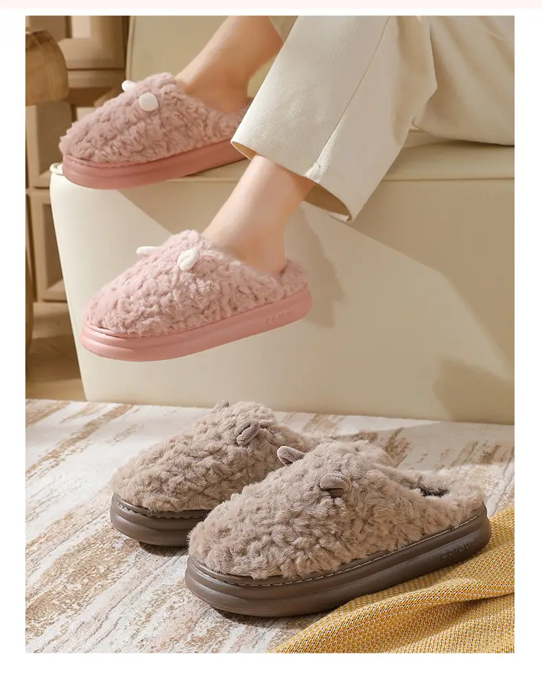 New Cartoon Cotton Slippers for Women Autumn and Winter Wholesale Home Baotou Couple Home Warm Non-slip Plush Cotton Slippers for Men — feature 15