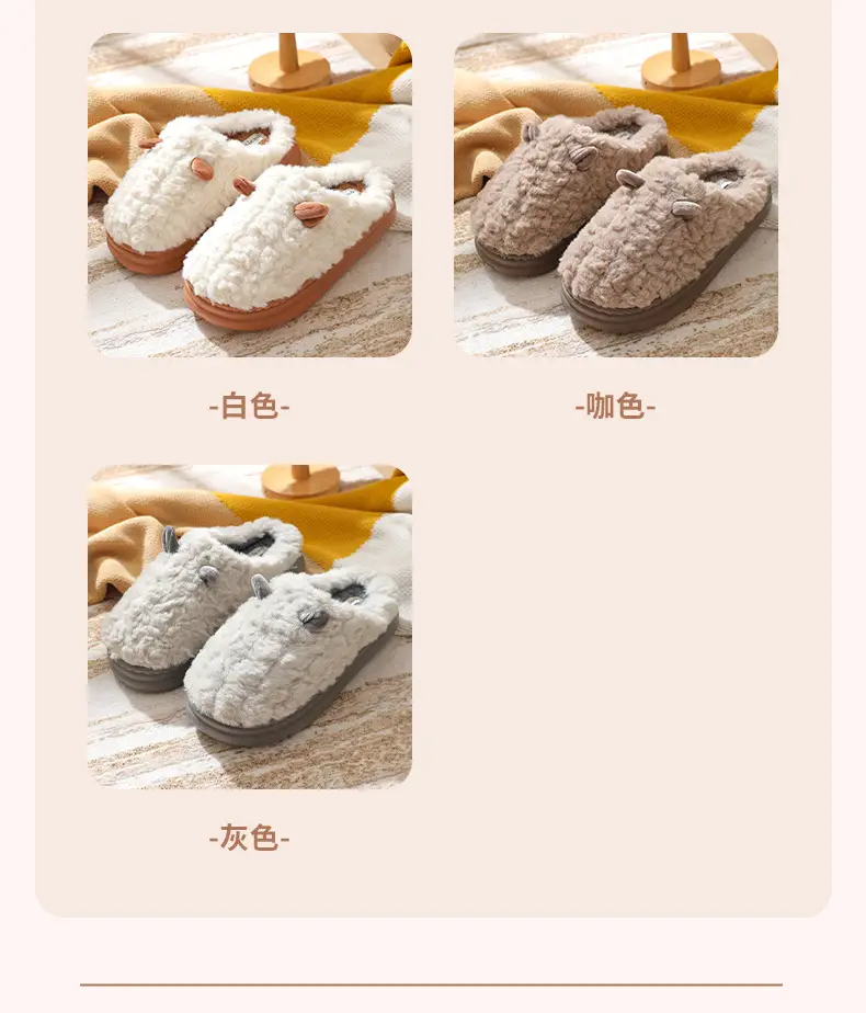 New Cartoon Cotton Slippers for Women Autumn and Winter Wholesale Home Baotou Couple Home Warm Non-slip Plush Cotton Slippers for Men — feature 9