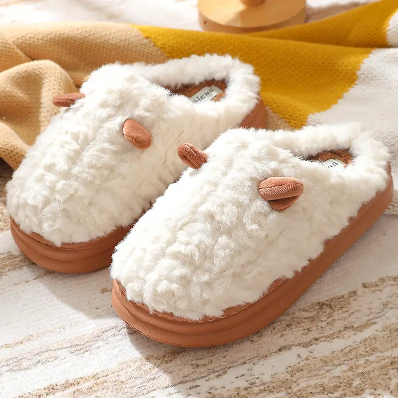 New Cartoon Cotton Slippers for Women Autumn and Winter Wholesale Home Baotou Couple Home Warm Non-slip Plush Cotton Slippers for Men