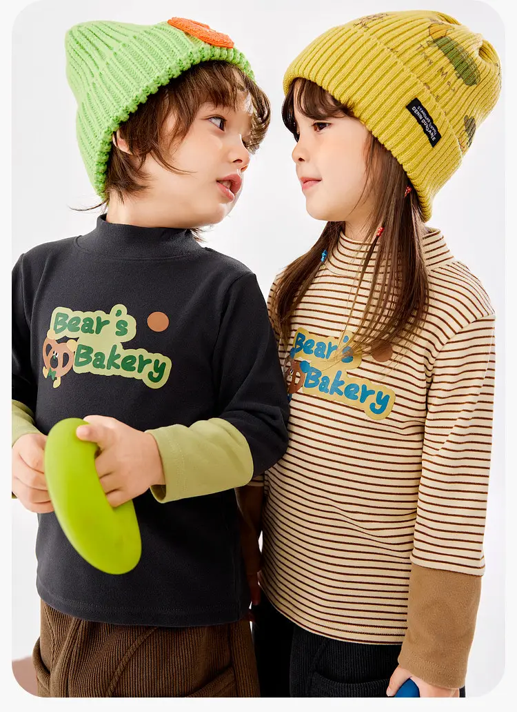 Dudu Boys Winter Cartoon T-Shirt with Bear Head Design — feature 14