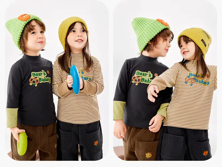 Dudu Boys Winter Cartoon T-Shirt with Bear Head Design — feature 15
