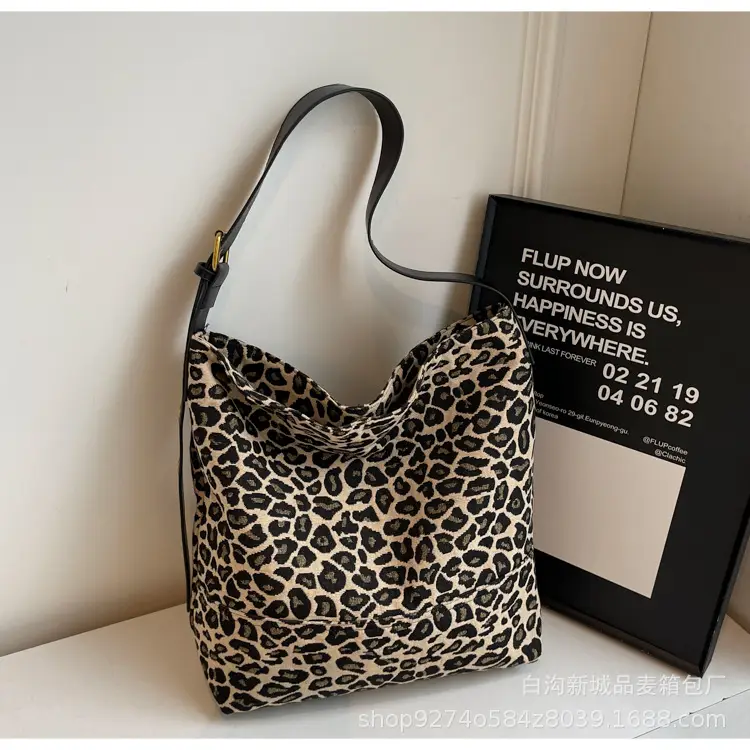 Leopard Print Large Canvas Shoulder Bag for Women — feature 10