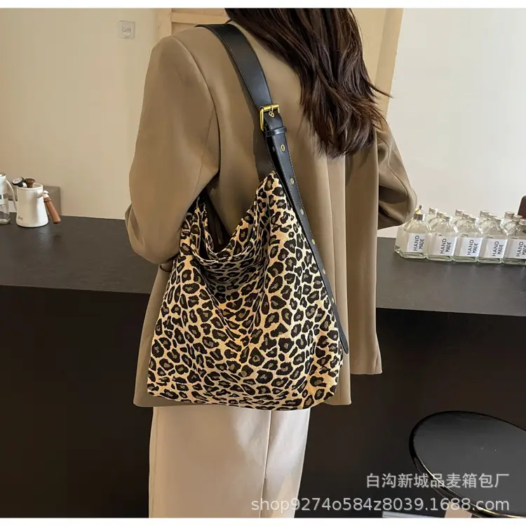 Leopard Print Large Canvas Shoulder Bag for Women — feature 14