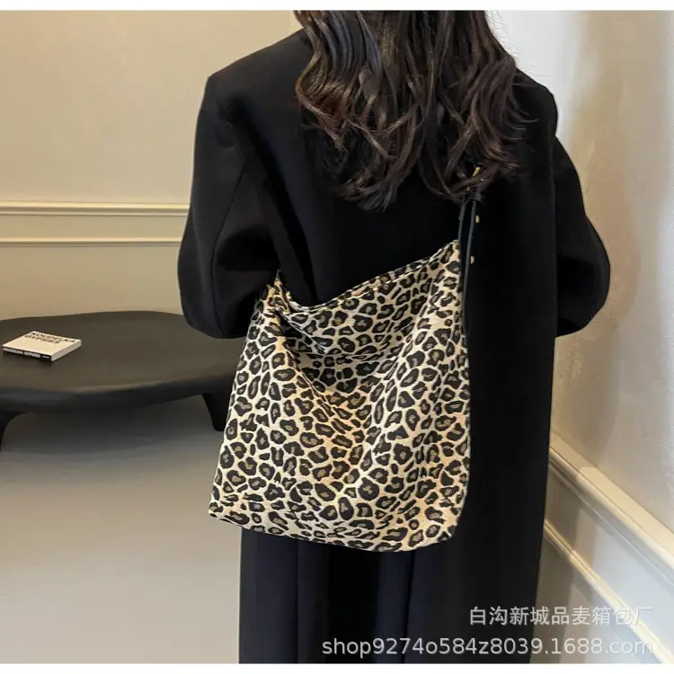 Leopard Print Large Canvas Shoulder Bag for Women — feature 16