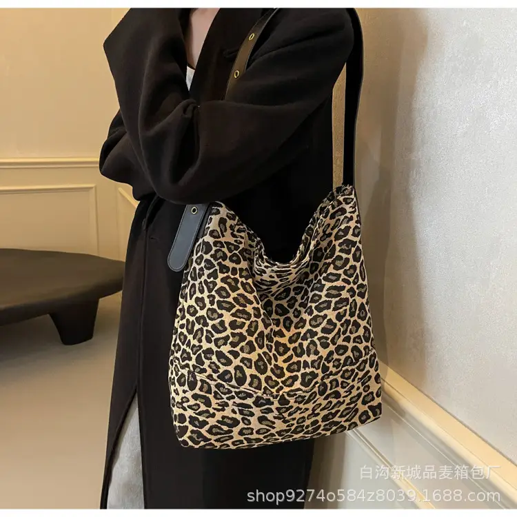 Leopard Print Large Canvas Shoulder Bag for Women — feature 18
