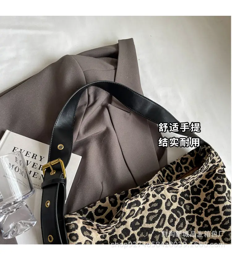 Leopard Print Large Canvas Shoulder Bag for Women — feature 5