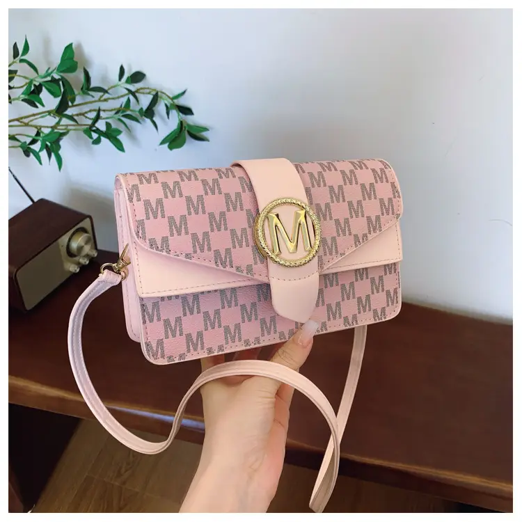 Women's Printed Letter Square Bag Brown M Logo - Image 6