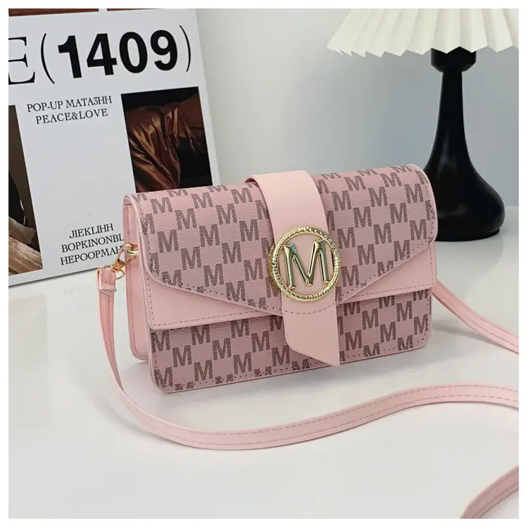 Women's Printed Letter Square Bag Brown M Logo - Image 3