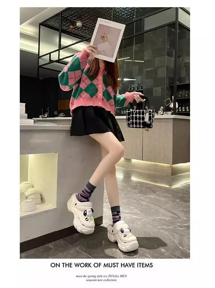 Add velvet cotton hole shoes women's autumn and winter inner container 2024 new outdoor wear height-increasing thick-soled Mao Mao cotton slippers winter — feature 18