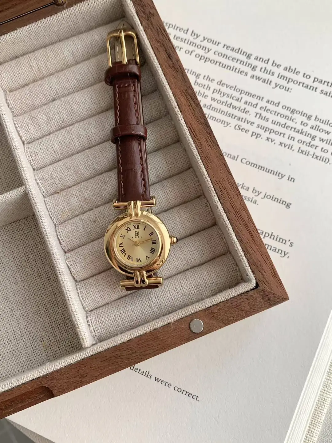 Niche Vintage Women's Watch Simple Casual Belt Exquisite Waterproof Student's Watch French Middle Small Dial Watch for Women — feature 12
