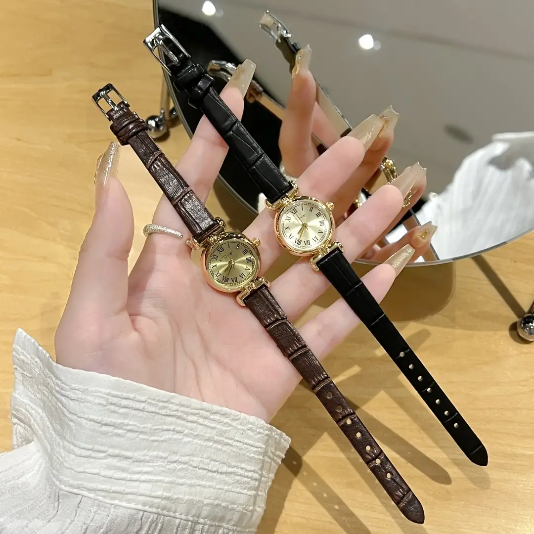 Niche Vintage Women's Watch Simple Casual Belt Exquisite Waterproof Student's Watch French Middle Small Dial Watch for Women — feature 14