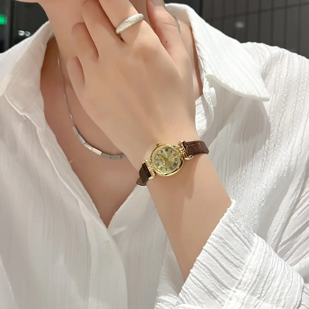 Niche Vintage Women's Watch Simple Casual Belt Exquisite Waterproof Student's Watch French Middle Small Dial Watch for Women — feature 16