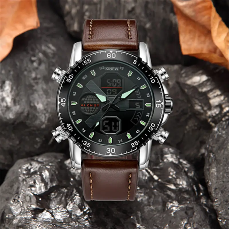 Men's Digital Sports Watch with Black Mesh Band — feature 7