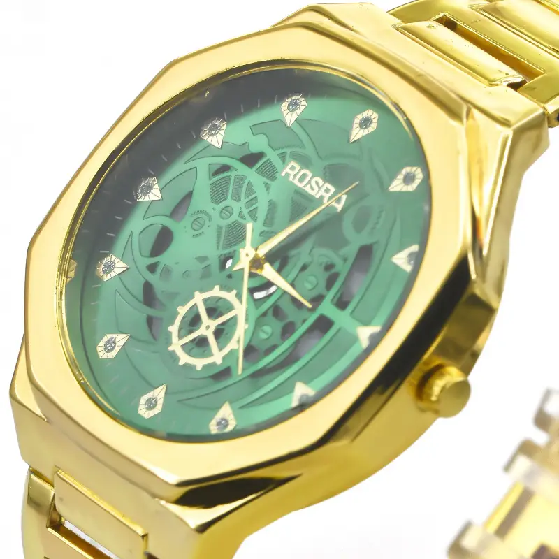 Rosra Men's Black Gold Quartz Watch with Diamond Dial — feature 10