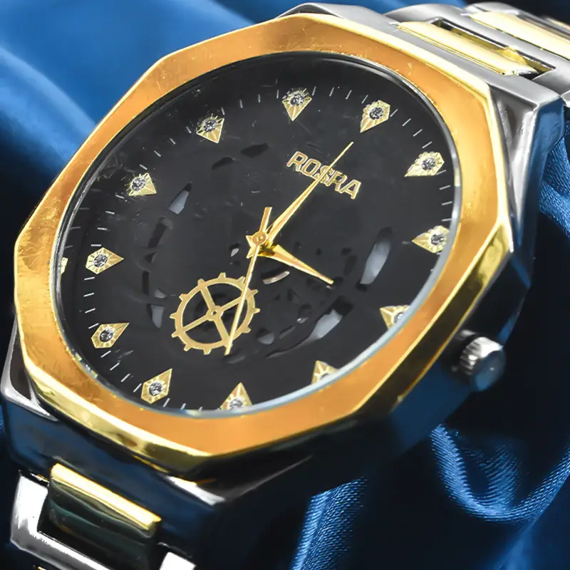Rosra Men's Black Gold Quartz Watch with Diamond Dial — feature 16