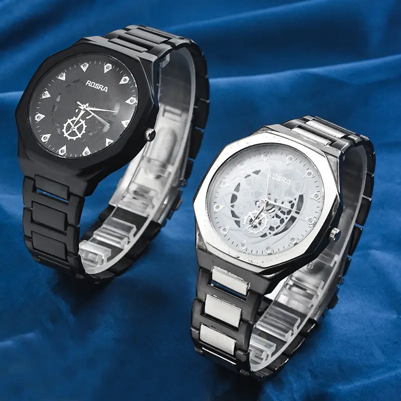 Rosra Men's Black Gold Quartz Watch with Diamond Dial — feature 21
