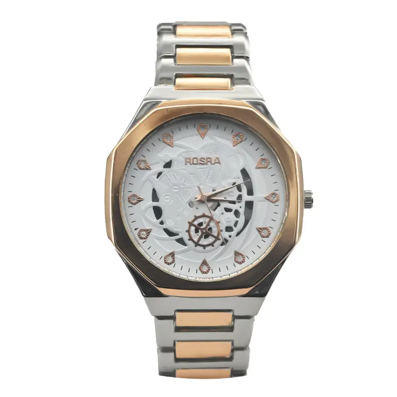 Rosra Men's Black Gold Quartz Watch with Diamond Dial - Image 4