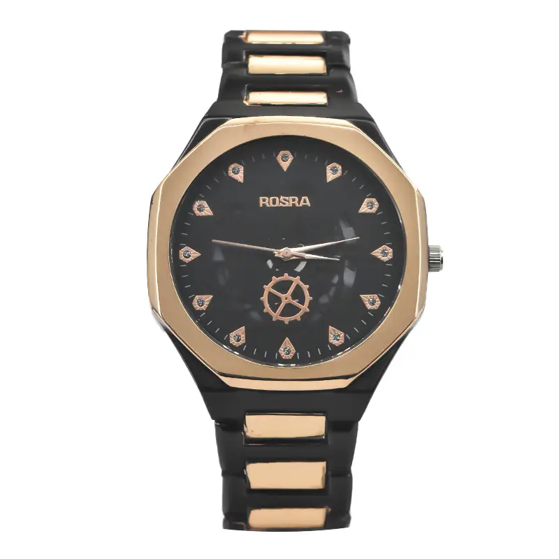 Rosra Men's Black Gold Quartz Watch with Diamond Dial - Image 7