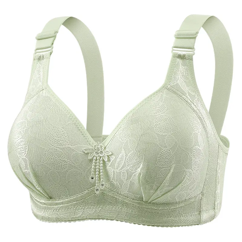 New plus size Gather No Steel Ring Comfortable Breathable Bra Lace Cloth Four Buckle Thin Mold Cup Side Collusion Mom Underwear