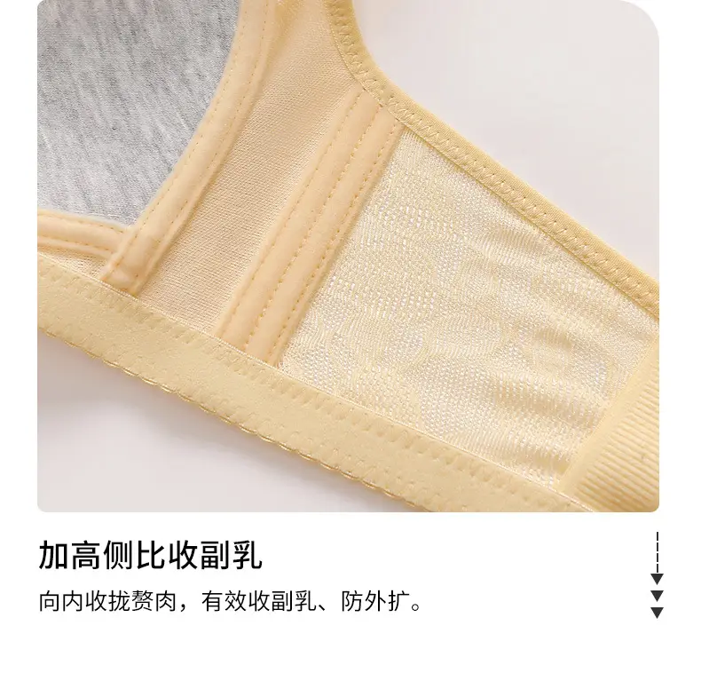 New plus size Gather No Steel Ring Comfortable Breathable Bra Lace Cloth Four Buckle Thin Mold Cup Side Collusion Mom Underwear — feature 18