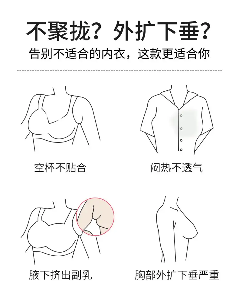 New plus size Gather No Steel Ring Comfortable Breathable Bra Lace Cloth Four Buckle Thin Mold Cup Side Collusion Mom Underwear — feature 4