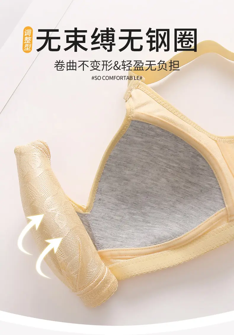 New plus size Gather No Steel Ring Comfortable Breathable Bra Lace Cloth Four Buckle Thin Mold Cup Side Collusion Mom Underwear — feature 9