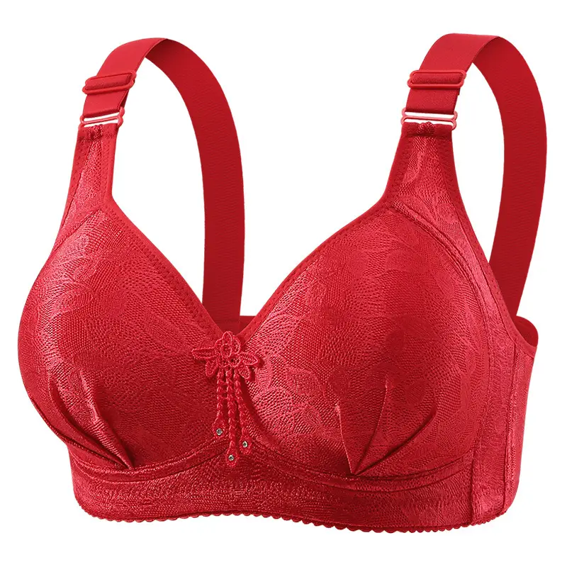 New plus size Gather No Steel Ring Comfortable Breathable Bra Lace Cloth Four Buckle Thin Mold Cup Side Collusion Mom Underwear