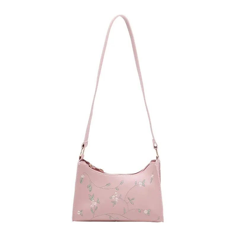 Elegant Embroidered Women's Underarm Bag Beige - Image 11