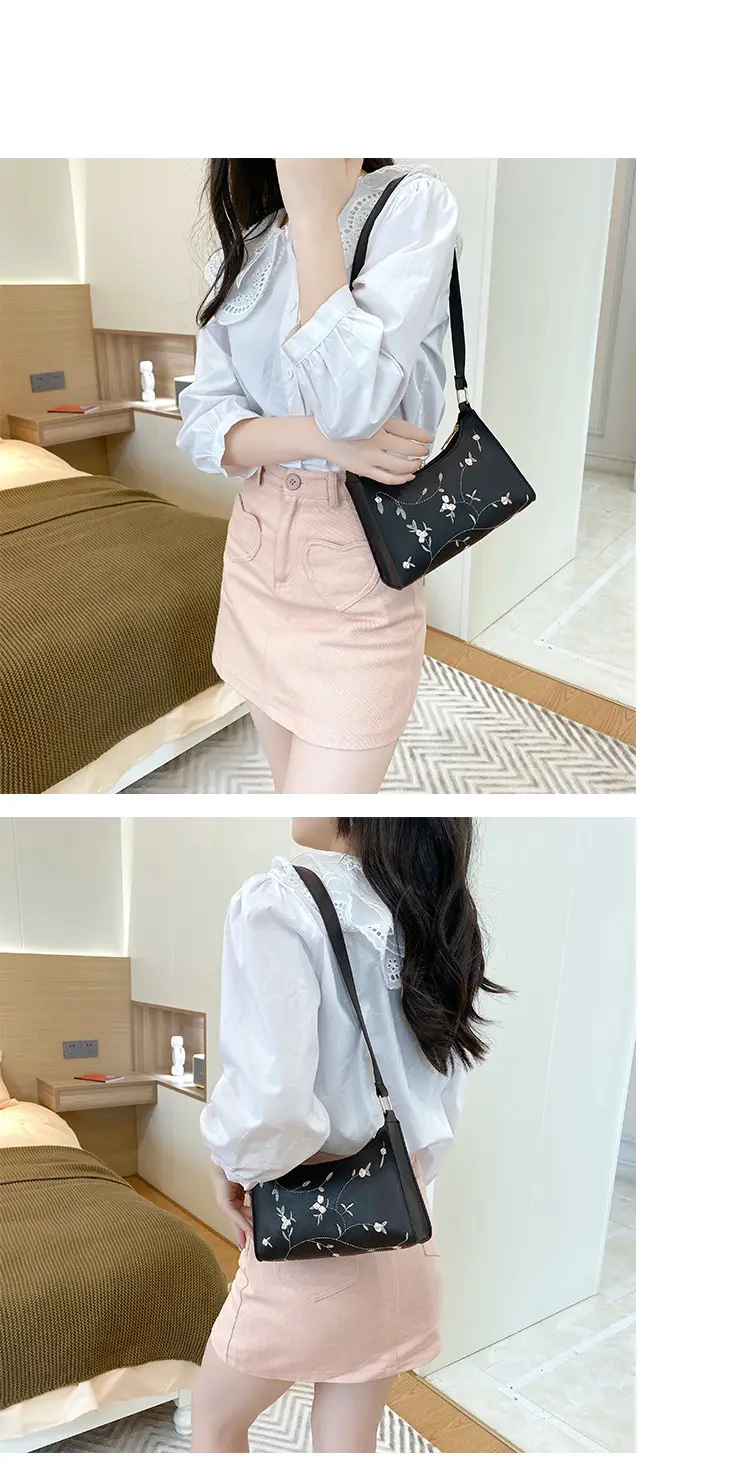 Elegant Embroidered Women's Underarm Bag Beige — feature 16