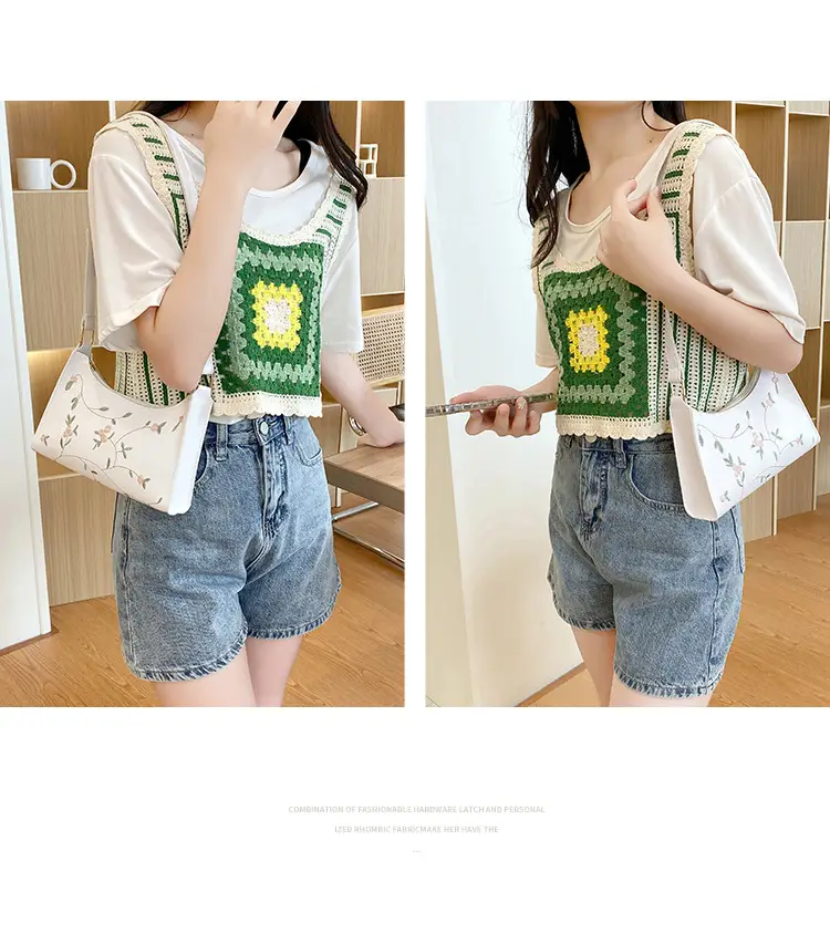 Elegant Embroidered Women's Underarm Bag Beige — feature 9