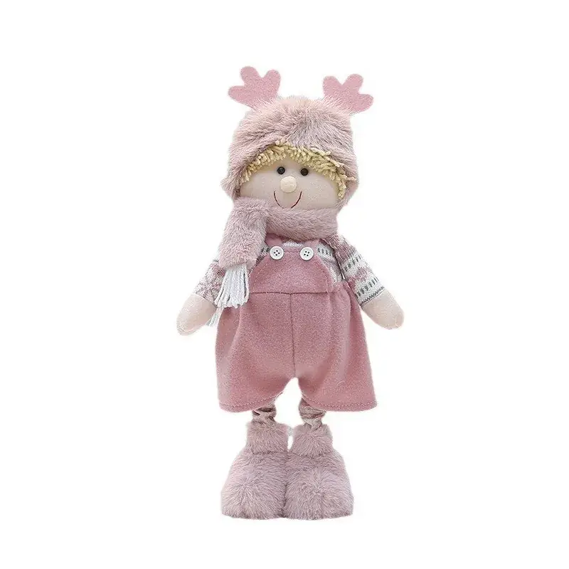 Pink Faux Fur Christmas Doll with Antlers for Boys Girls
