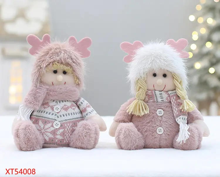 Pink Faux Fur Christmas Doll with Antlers for Boys Girls — feature 10