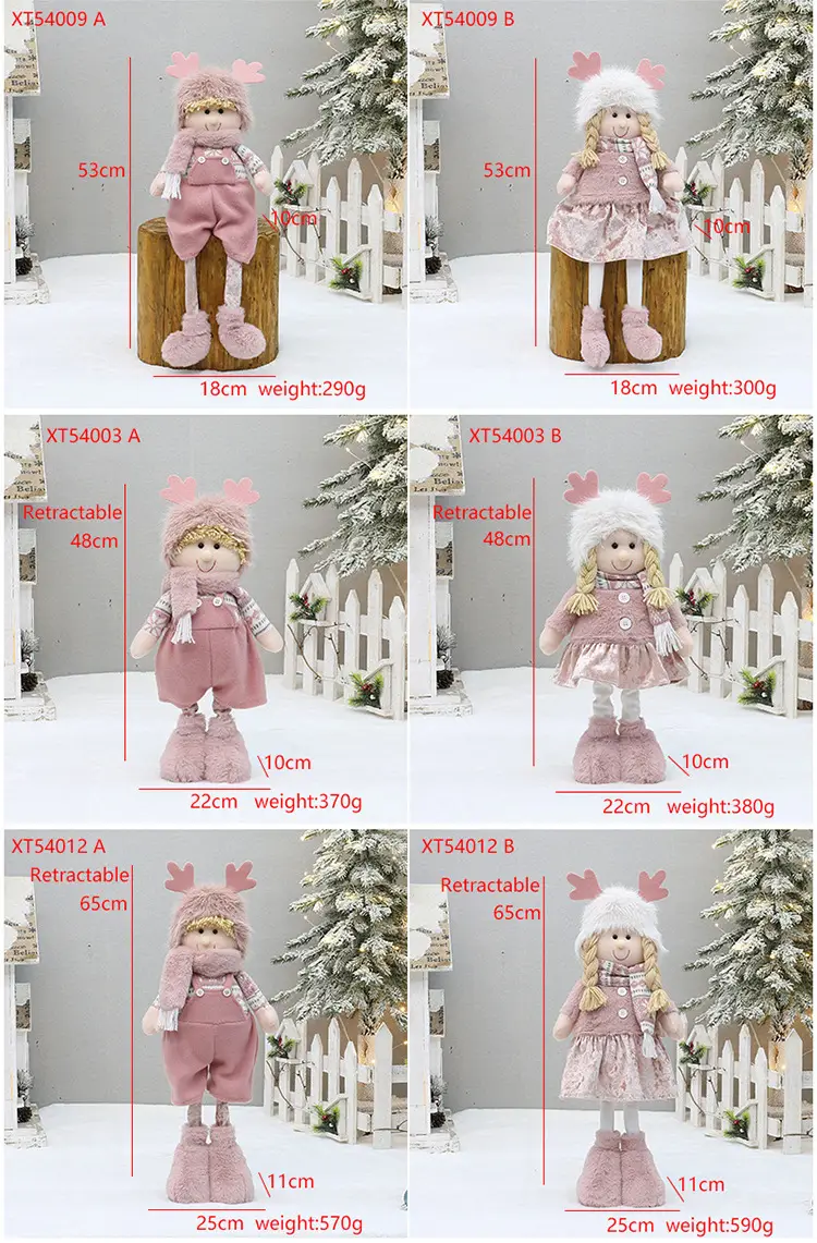 Pink Faux Fur Christmas Doll with Antlers for Boys Girls — feature 12